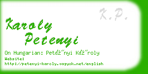 karoly petenyi business card